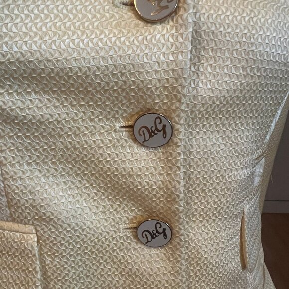 VINTAGE 2004 D&G DOLCE & GABBANA YELLOW TWEED SUIT SIZE 38 / 4 US - Picture 3 of 9